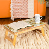 Mango Wood Handmade Folding Laptop Table in Green Magnolia with Epoxy Resin