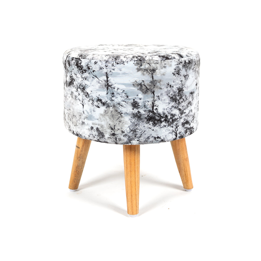 Ottoman Pouffes Print Chair and Stool Combo in Midnight Smoke