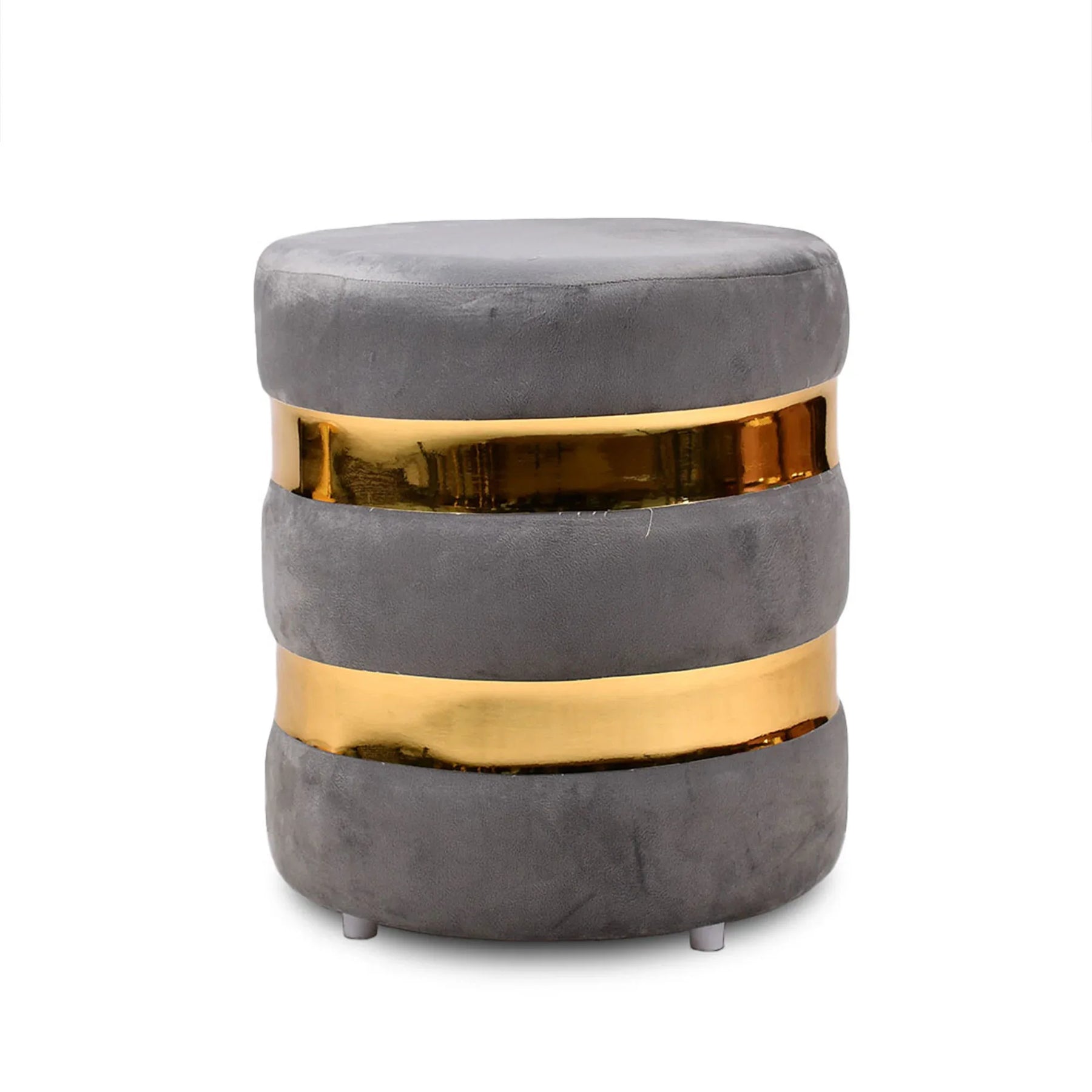 Ottoman Drum Stool Grey 2