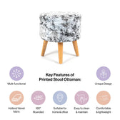 ModernPrinted Velvet Chair with Ottoman Footstool in Midnight Smoke