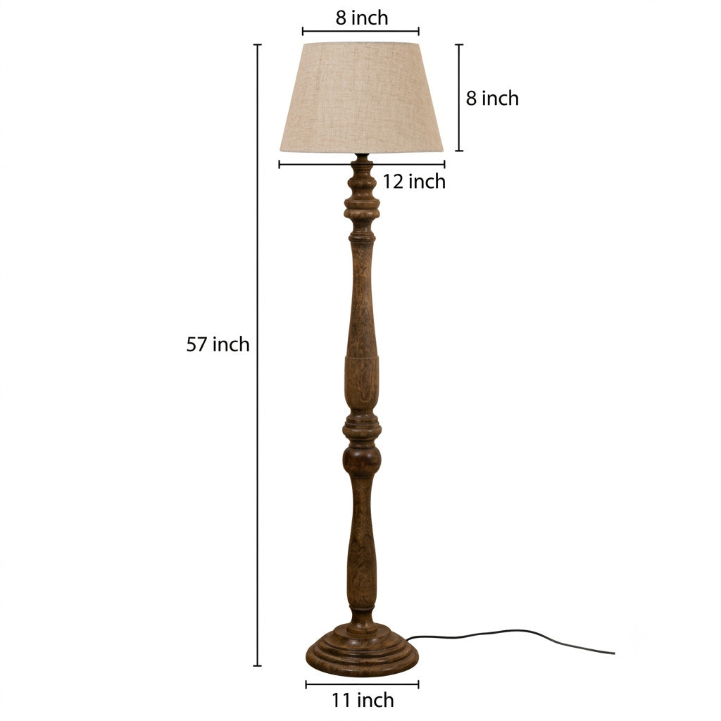 Heritage Wooden Floor Lamp with Shade