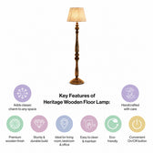 Heritage Wooden Floor Lamp with Shade