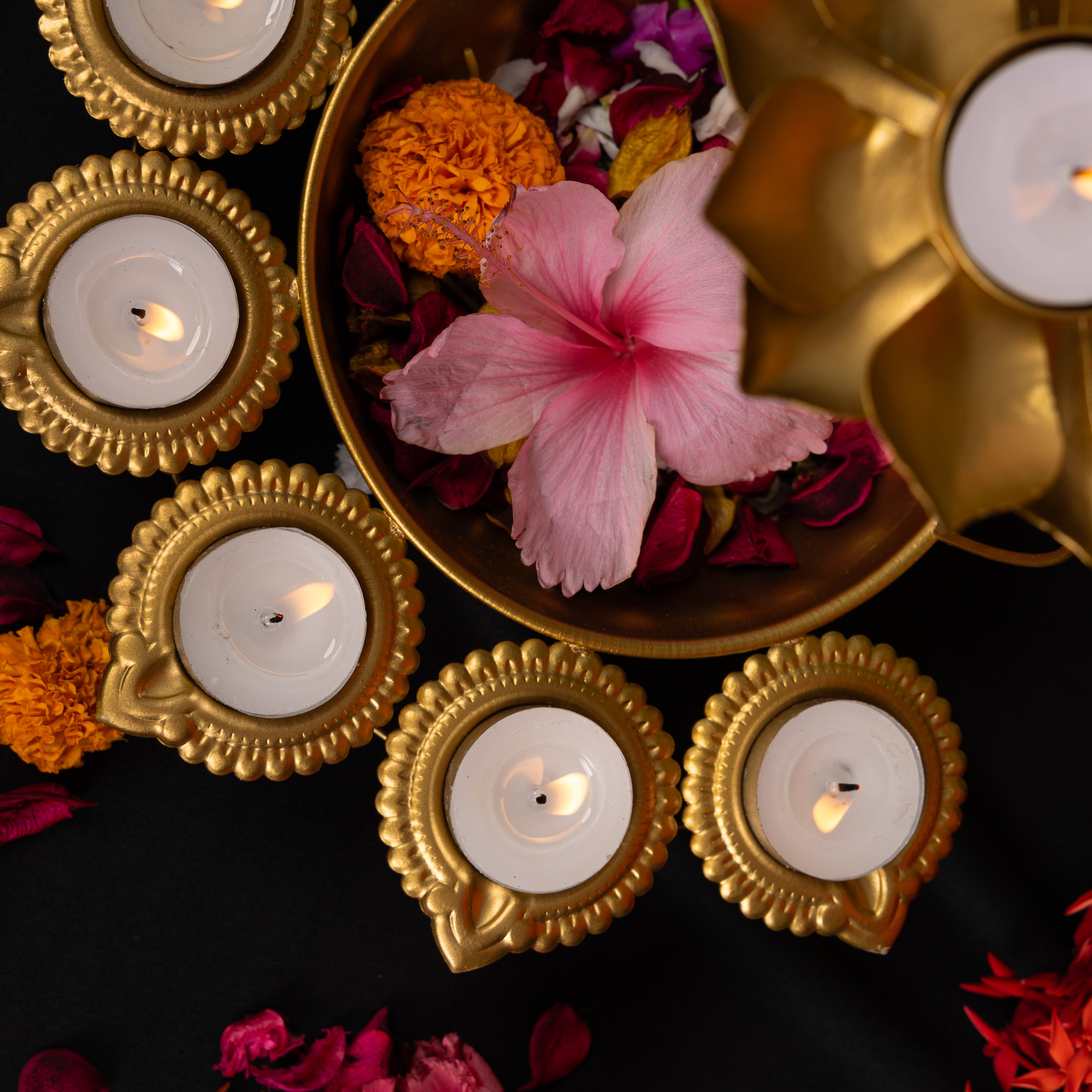 Lotus Urli Diya, 2 Layer Stand