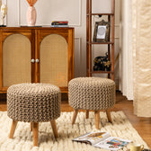 Dori Pouf Stool in Cream-Set of 2