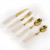 White Resin Stainless Steel Cutlery Set Of 5