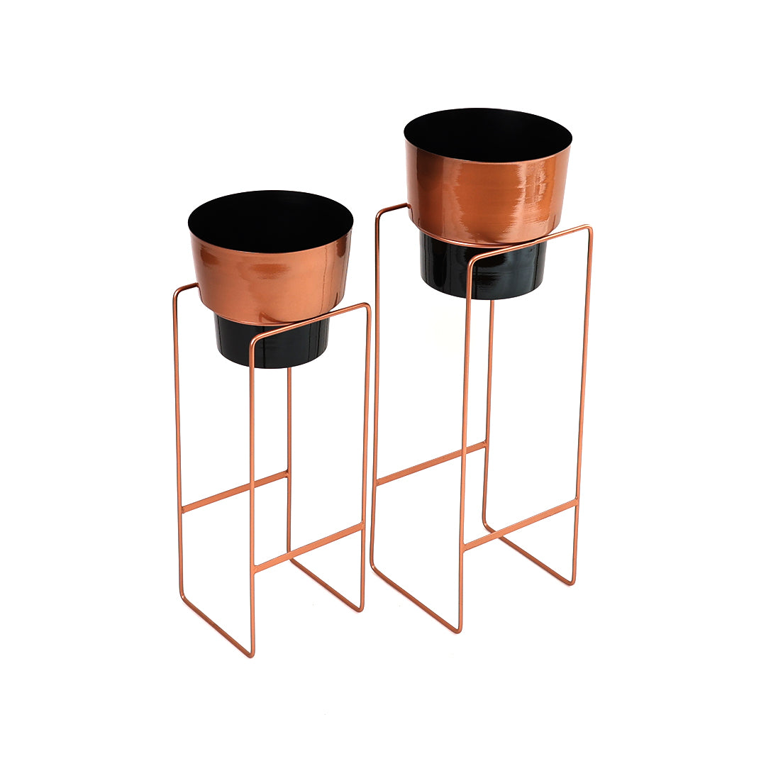 Modern Planter with elegant stand - Copper Set