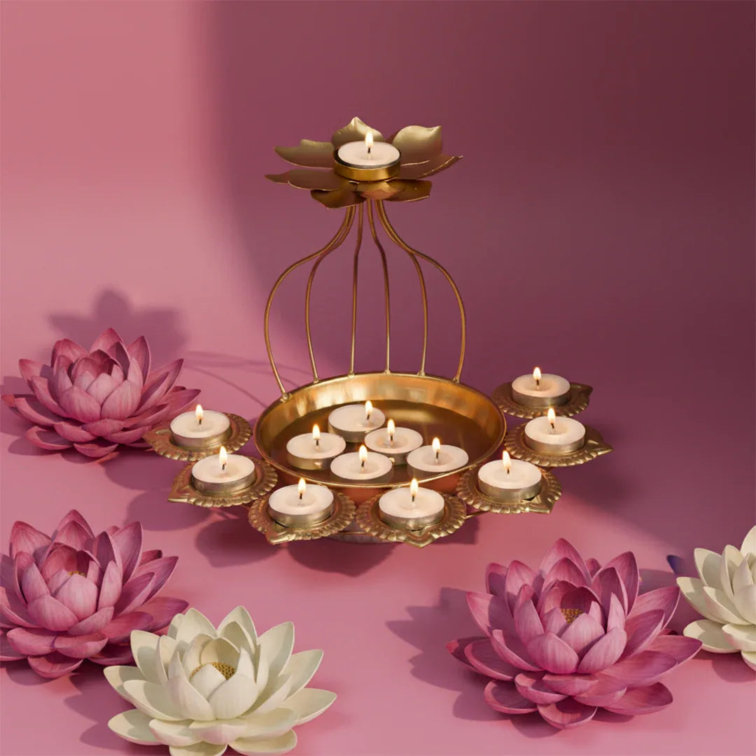 Lotus Urli Diya-2 Layer Stand