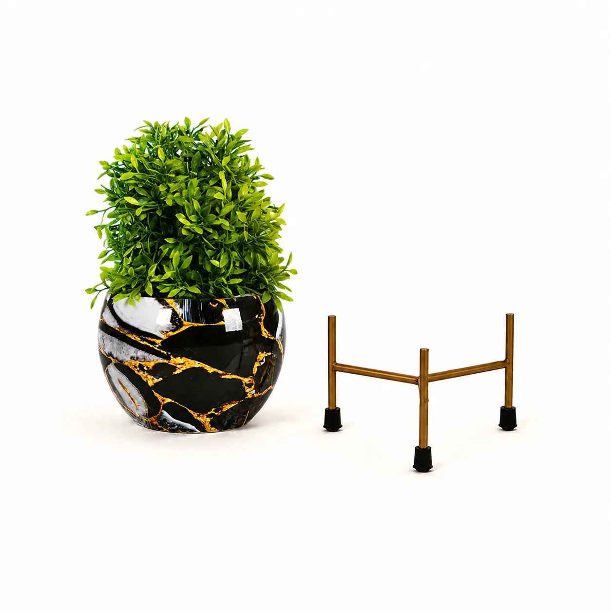 Premium Meena Metal Pot with Gold Stand
