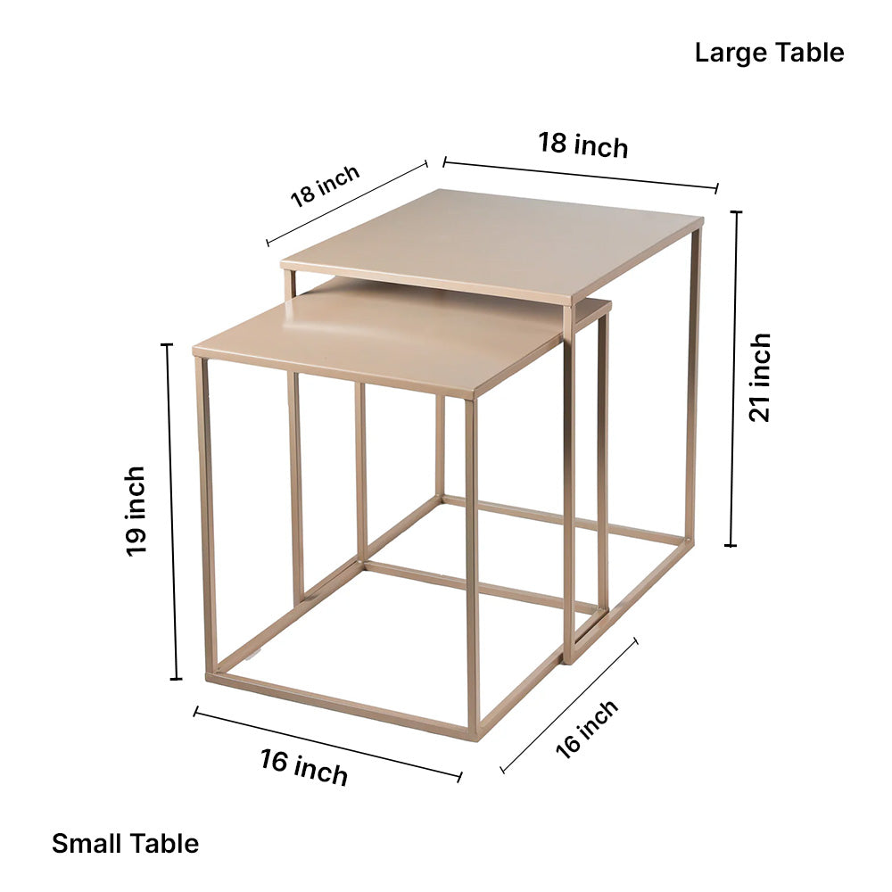 Metal Nesting Tables Set of 2 in Cream