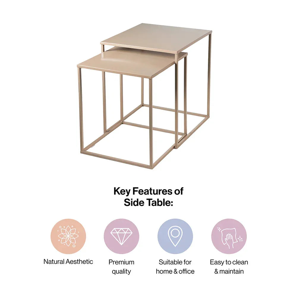 Metal Nesting Tables Set of 2 in Cream