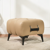 Modern Tufted Leather Ottoman with Handle