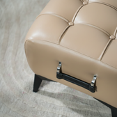Modern Tufted Leather Ottoman with Handle