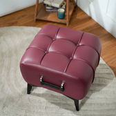Modern Tufted Leather Ottoman with Handle