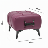 Modern Tufted Leather Ottoman with Handle