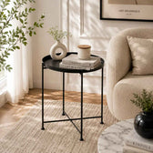 Modern Black Metal Tray Top Side Table with X-Frame Base
