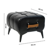 Modern Tufted Leather Ottoman with Handle