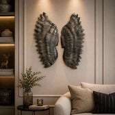 Modern Charcoal Angel Wings Metal Leaf Wall Art for Home Decor