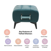 Modern Tufted Leather Ottoman with Handle