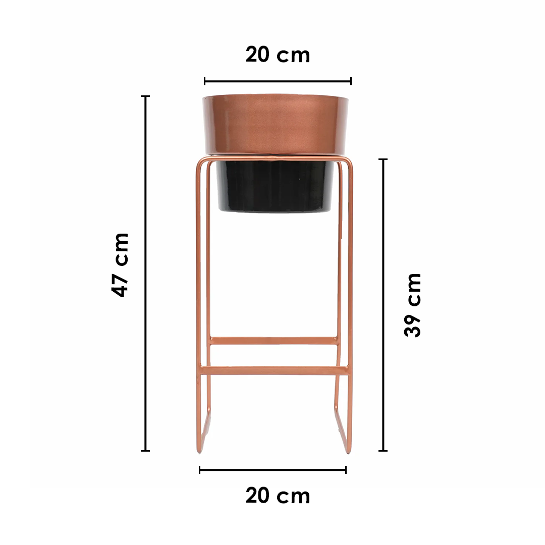 Modern Elevated Metal Planter Stand Copper