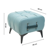 Modern Tufted Leather Ottoman with Handle