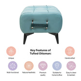 Modern Tufted Leather Ottoman with Handle