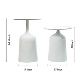 Modern White Metal Nesting Side Tables - Set of 2 with Tray Top