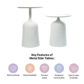 Modern White Metal Nesting Side Tables - Set of 2 with Tray Top