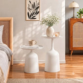 Modern White Metal Nesting Side Tables - Set of 2 with Tray Top