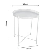 Modern White Metal Tray Top Side Table with X-Frame Base