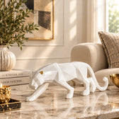 Modern White Resin Panther Showpiece for Home Decor