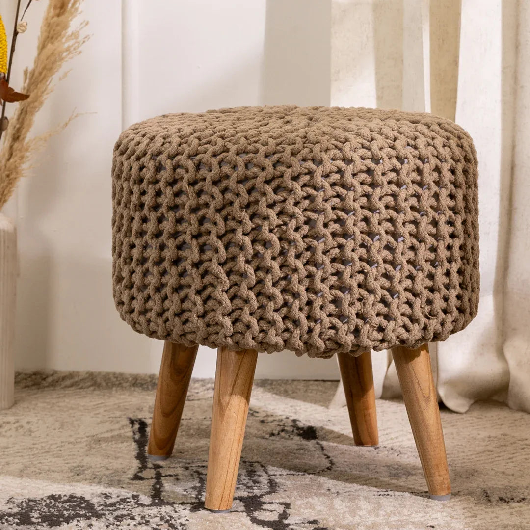 Ottoman Pouffe Dori Stool in Cream