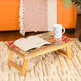 Mango Wood Handmade Folding Laptop Table in Yellow Mosaic with Epoxy Resin