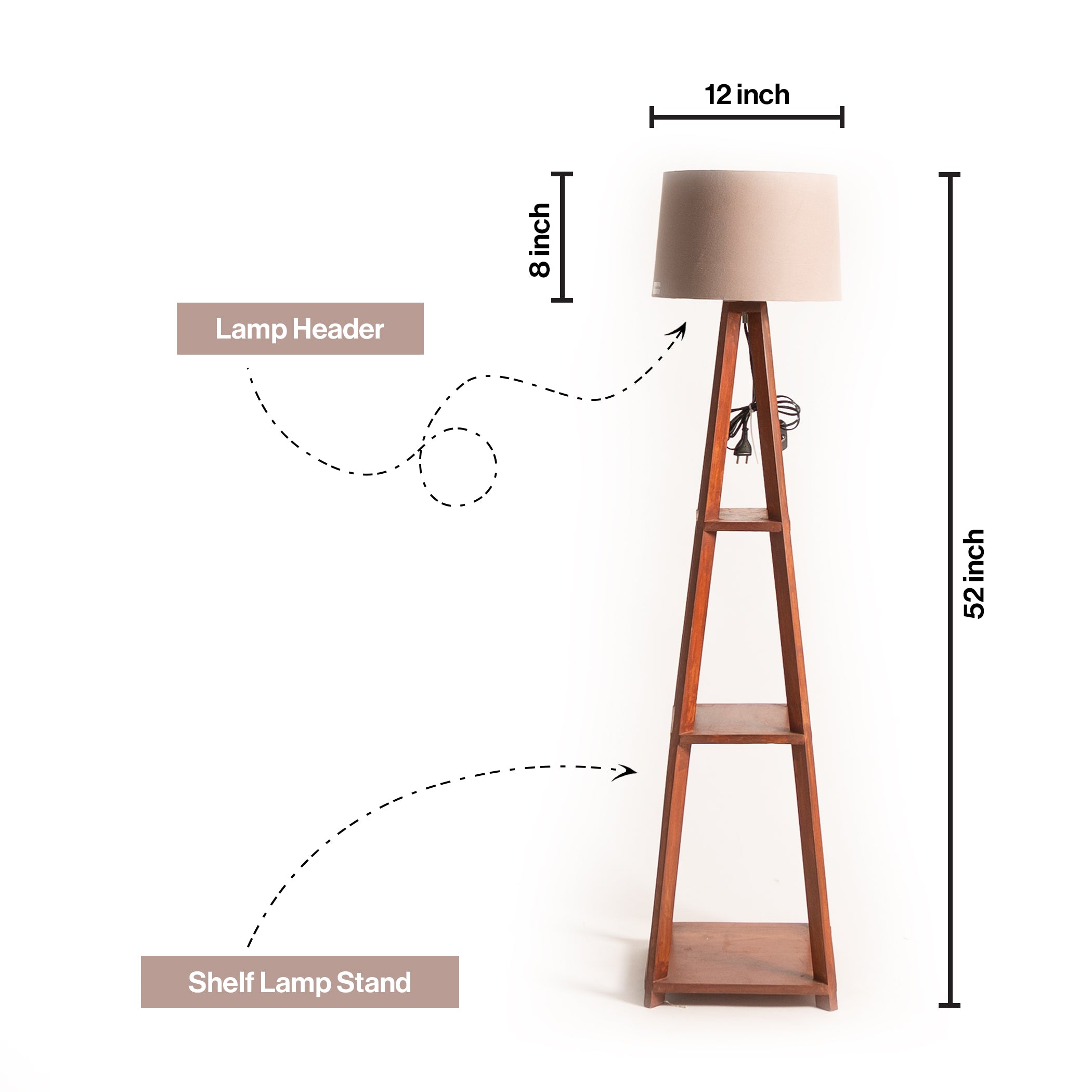 Wooden Floor Lamp With Shelf