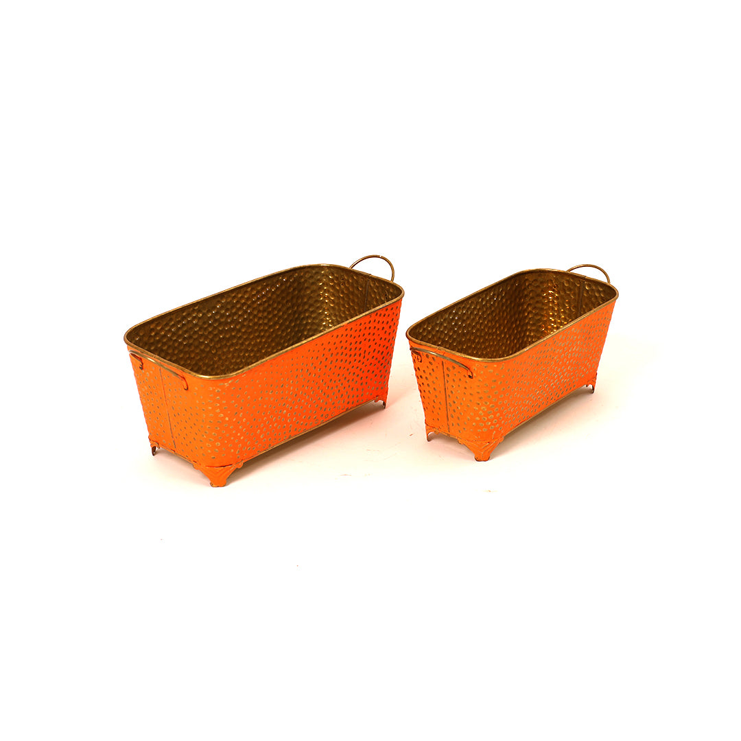 Dotted Long Basket Planter - Orange