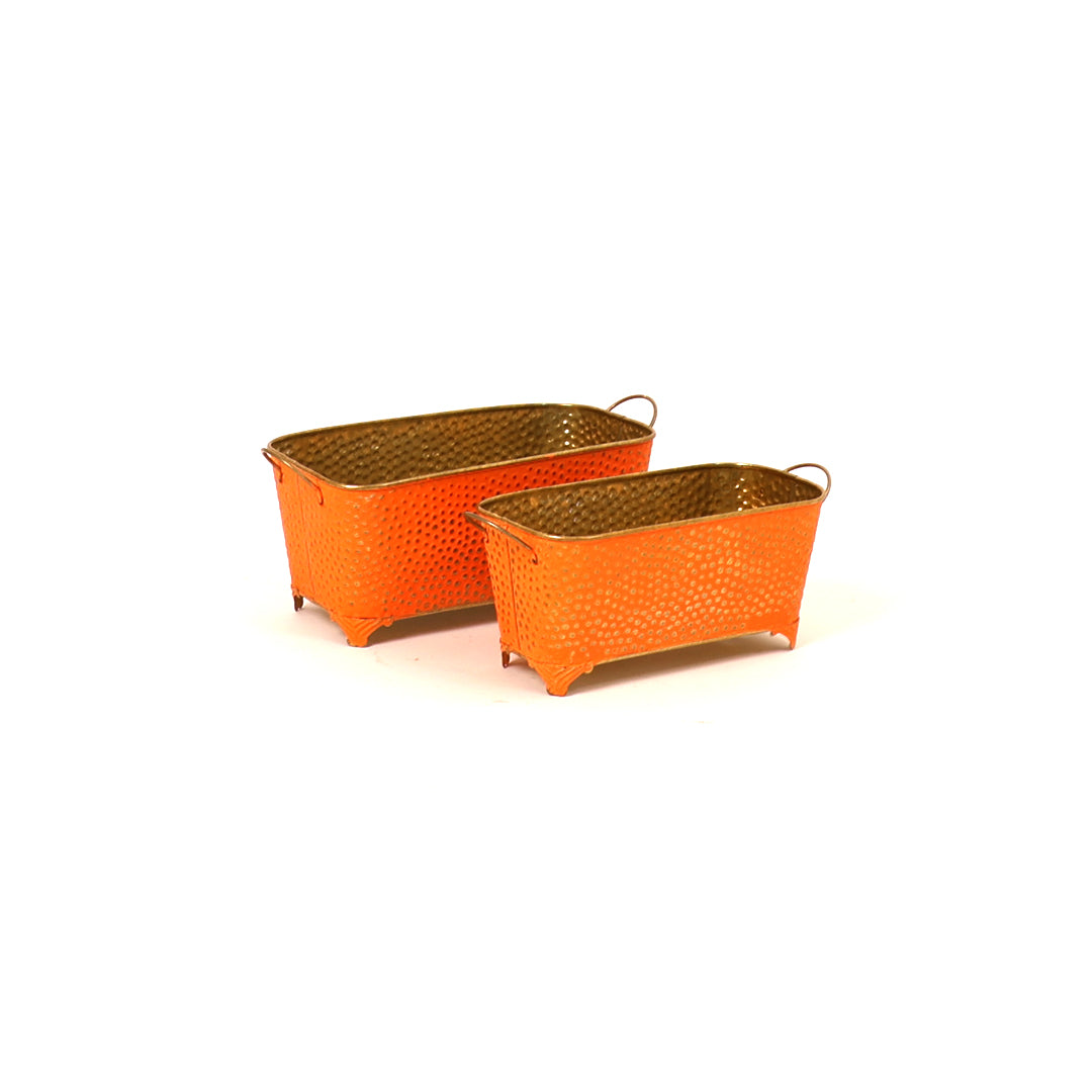 Dotted Long Basket Planter - Orange