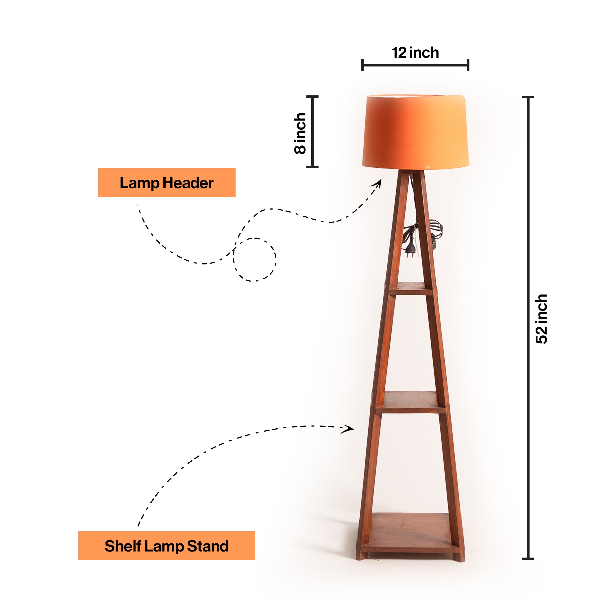 Wooden Floor Lamp With Shelf