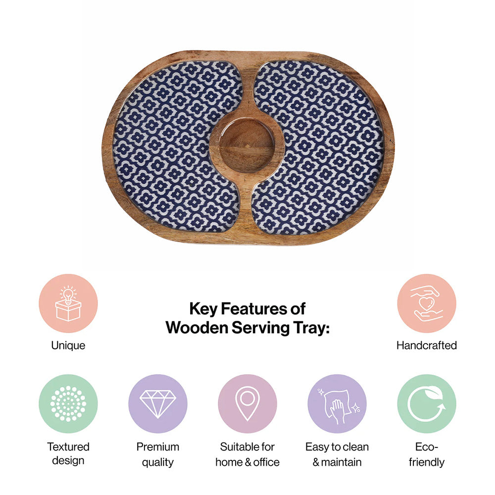 Oval Wood Tray with Dip Platter