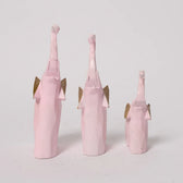 Set of 3 Geometric Pink Elephants Statue Figurine for Home Decor