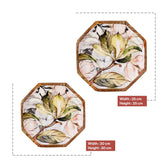 Handcrafted Mango-Wood Floral Grey Printed Platters Tray-Set Of 2