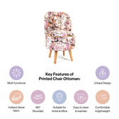 Printed Pouffes Chair with Ottoman Stool Combo in Cherry Blossoms