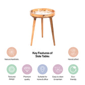 Handcrafted Round Side Table for Living Room in Dusty Pink - End Table for Tea & Snacks