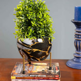Premium Meena Metal Pot with Gold Stand