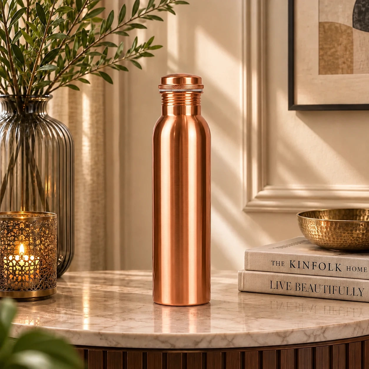 Premium Plain Copper Water Bottle in 1Ltr