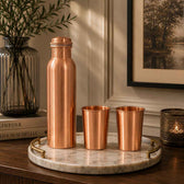 Premium Plain Copper Water Bottle with 2 Glasses