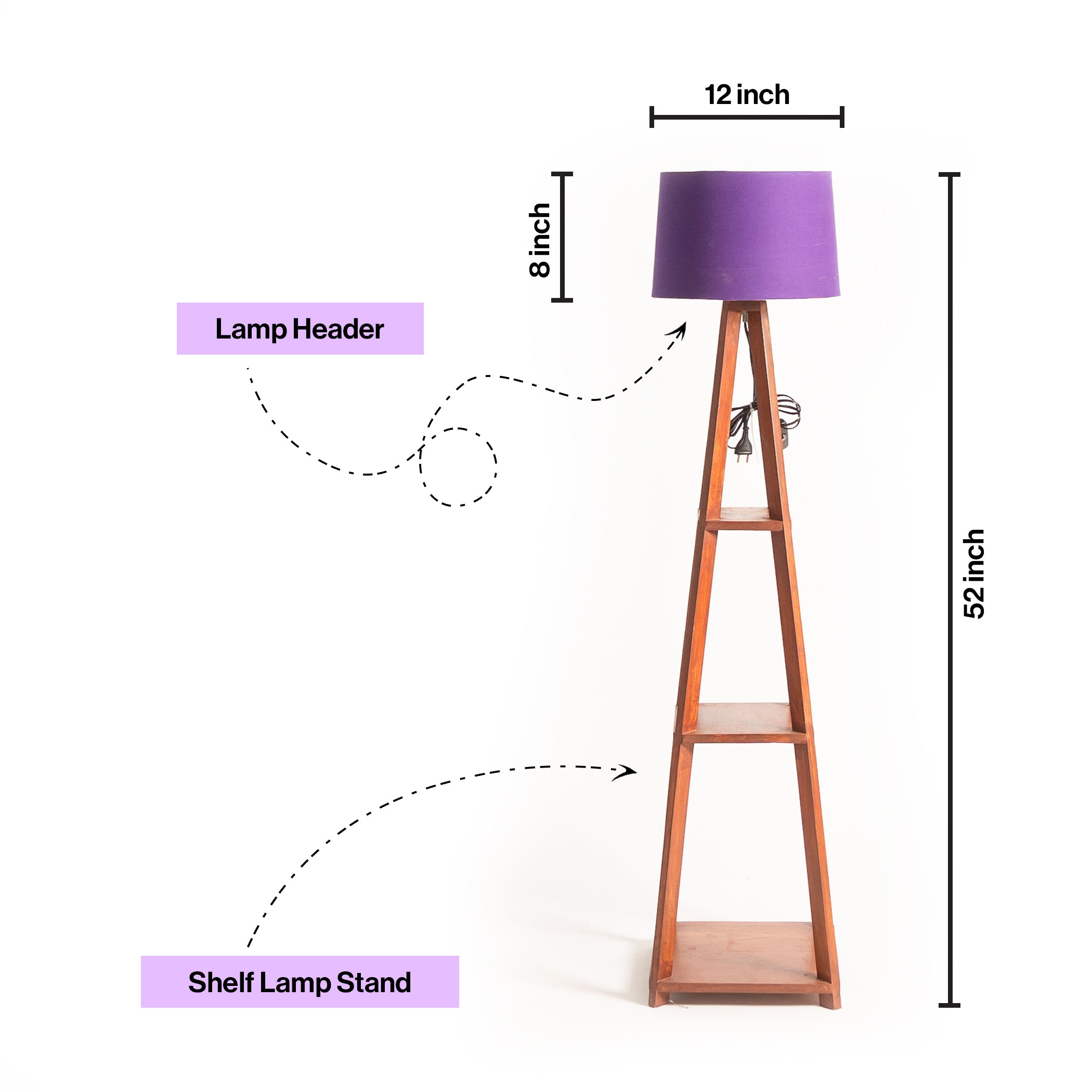 Wooden Floor Lamp With Shelf