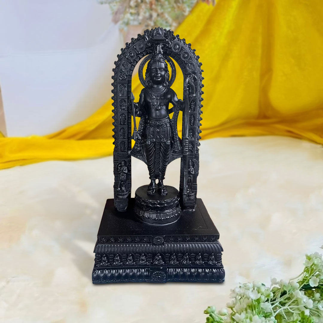 Ram Lalla Idol Miniature Sculpture | Height 7 Inch | Shri Ram Murti, Balak Ram Mandir Ayodhya | Black 3D Printed Poly-Resin Statue for Home