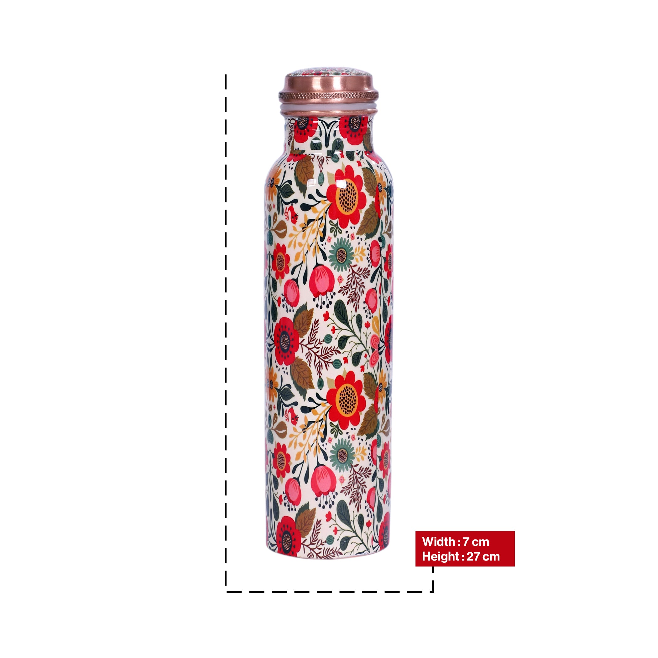 Meenakari Red Copper Water Bottle