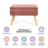 Velvet Oval Bench Set Of 2 In Pastel Pink