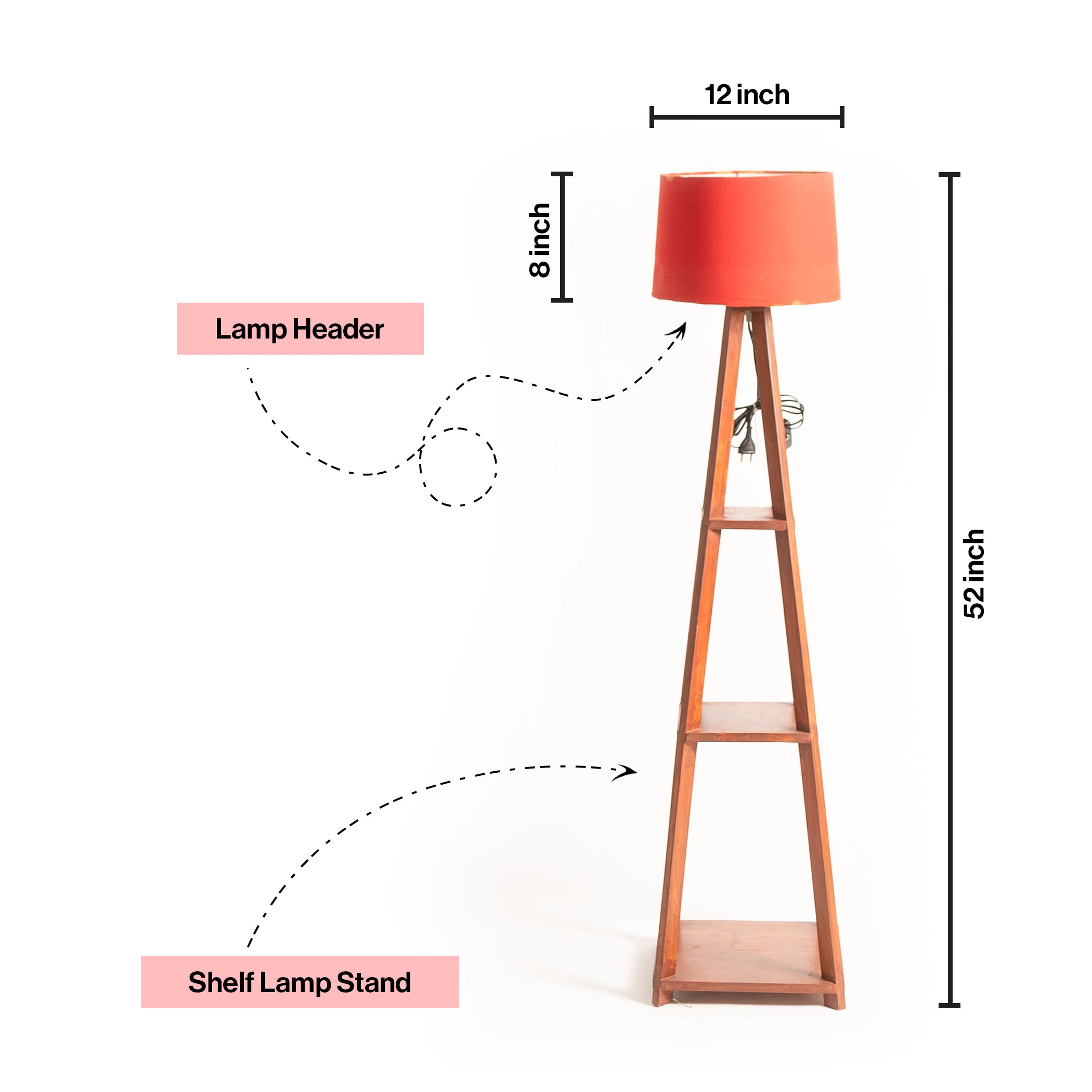 Wooden Floor Lamp With Shelf