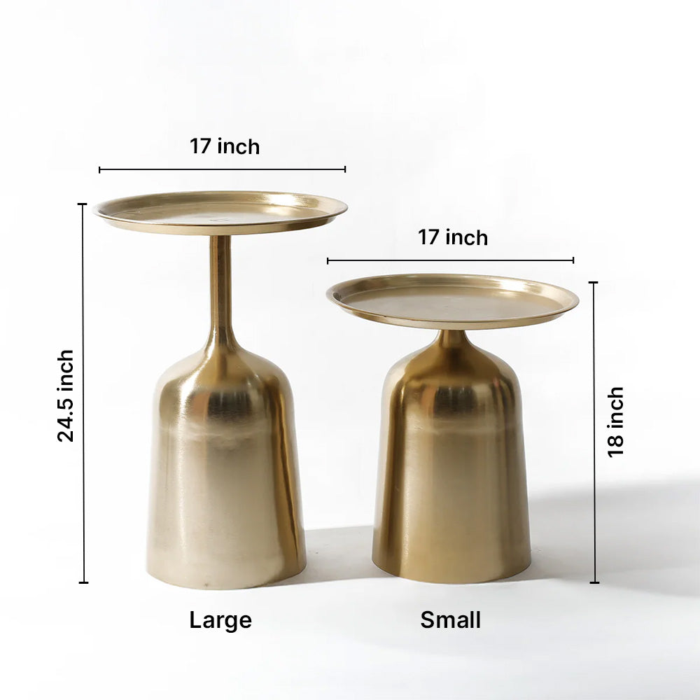 Round Golden Metal Nesting Side End Tables For Living Room-Set of 2